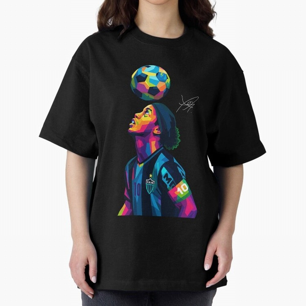 Ronaldinho Wpap Art Oversized T-Shirt Show Fan Pride Across FIFA World Cup 2026 Inspired by CR7, Brazil Energy, Sports Nostalgia, International Competition, Famous Players and Unforgettable Victories; Ideal for Passionate Fans Who Love Underdog