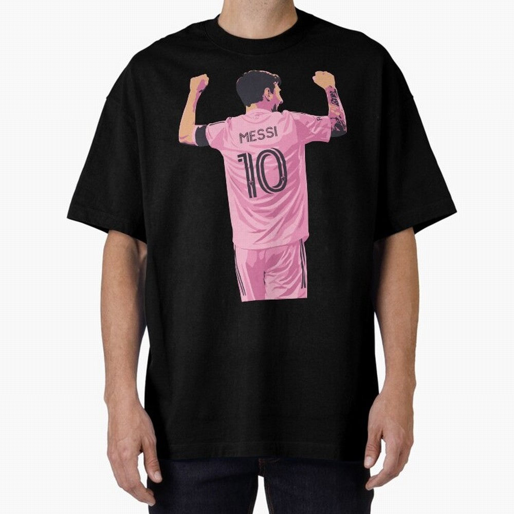 Lionel Messi Celebration Oversized T-Shirt Celebrate the Road through FIFA World Cup 2026 Group Stage Spirit, Centered on England and Germany, CR7 and Messi, Vintage Soccer Flavor, Modern Football Stars, National Flags and Final Night Emotion;