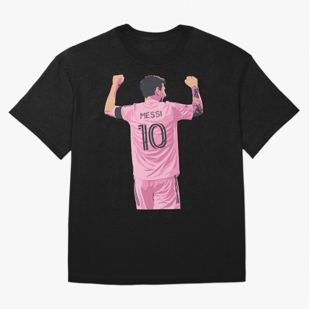 Lionel Messi Celebration Oversized T-Shirt Celebrate the Road through FIFA World Cup 2026 Group Stage Spirit, Centered on England and Germany, CR7 and Messi, Vintage Soccer Flavor, Modern Football Stars, National Flags and Final Night Emotion;