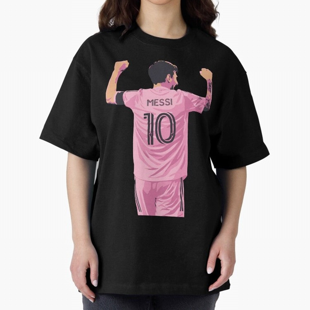 Lionel Messi Celebration Oversized T-Shirt Celebrate the Road through FIFA World Cup 2026 Group Stage Spirit, Centered on England and Germany, CR7 and Messi, Vintage Soccer Flavor, Modern Football Stars, National Flags and Final Night Emotion;