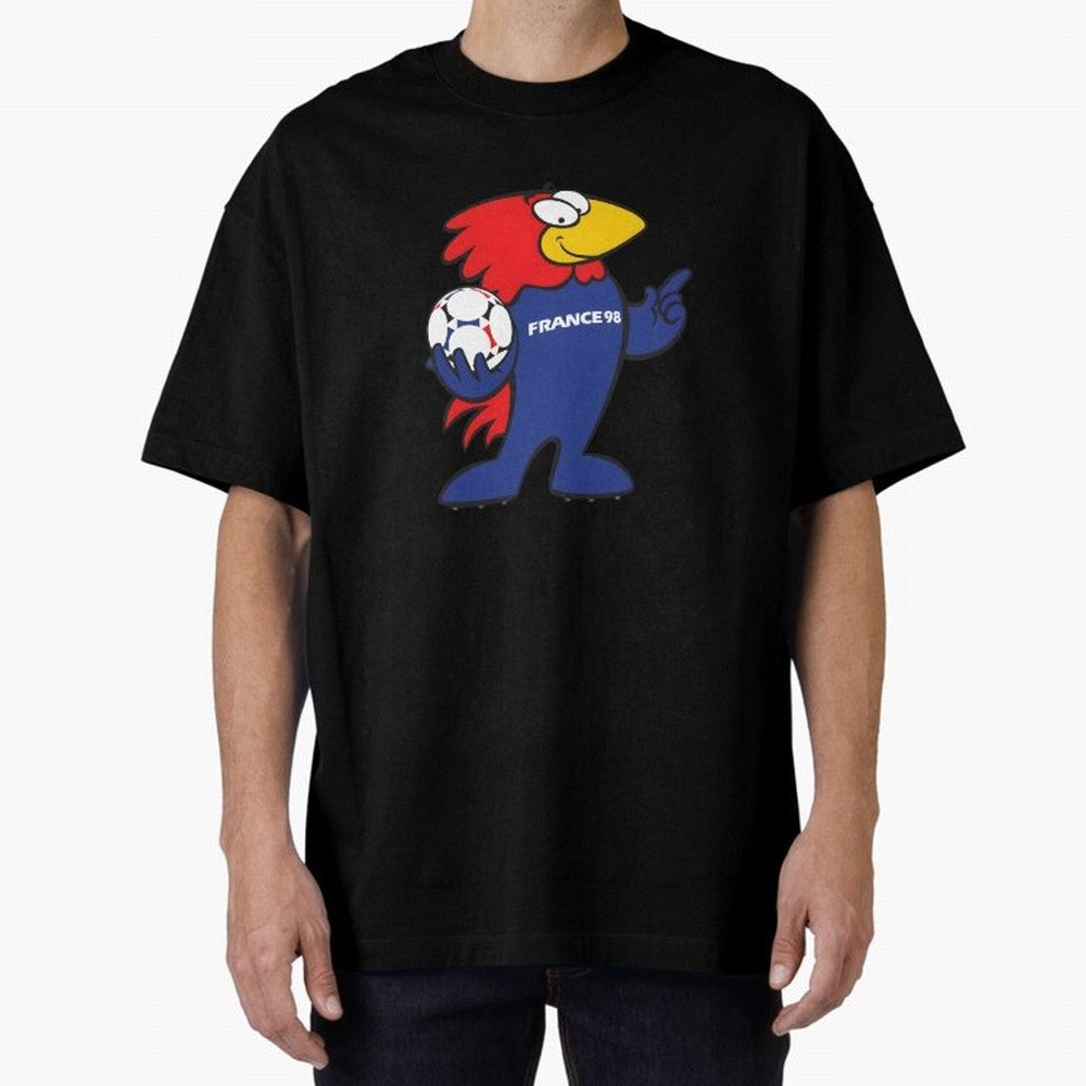 Footix - World Cup 98' Mascote Logo Oversized T-Shirt Bring Retro Soccer Energy to FIFA World Cup 2026 Group Stage Built around Haaland and Mbappe, Portugal, Spain and Germany Energy, Worldwide Fan Energy, Dramatic Goals, Stadium Lights and
