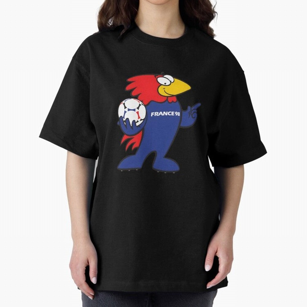 Footix - World Cup 98' Mascote Logo Oversized T-Shirt Bring Retro Soccer Energy to FIFA World Cup 2026 Group Stage Built around Haaland and Mbappe, Portugal, Spain and Germany Energy, Worldwide Fan Energy, Dramatic Goals, Stadium Lights and