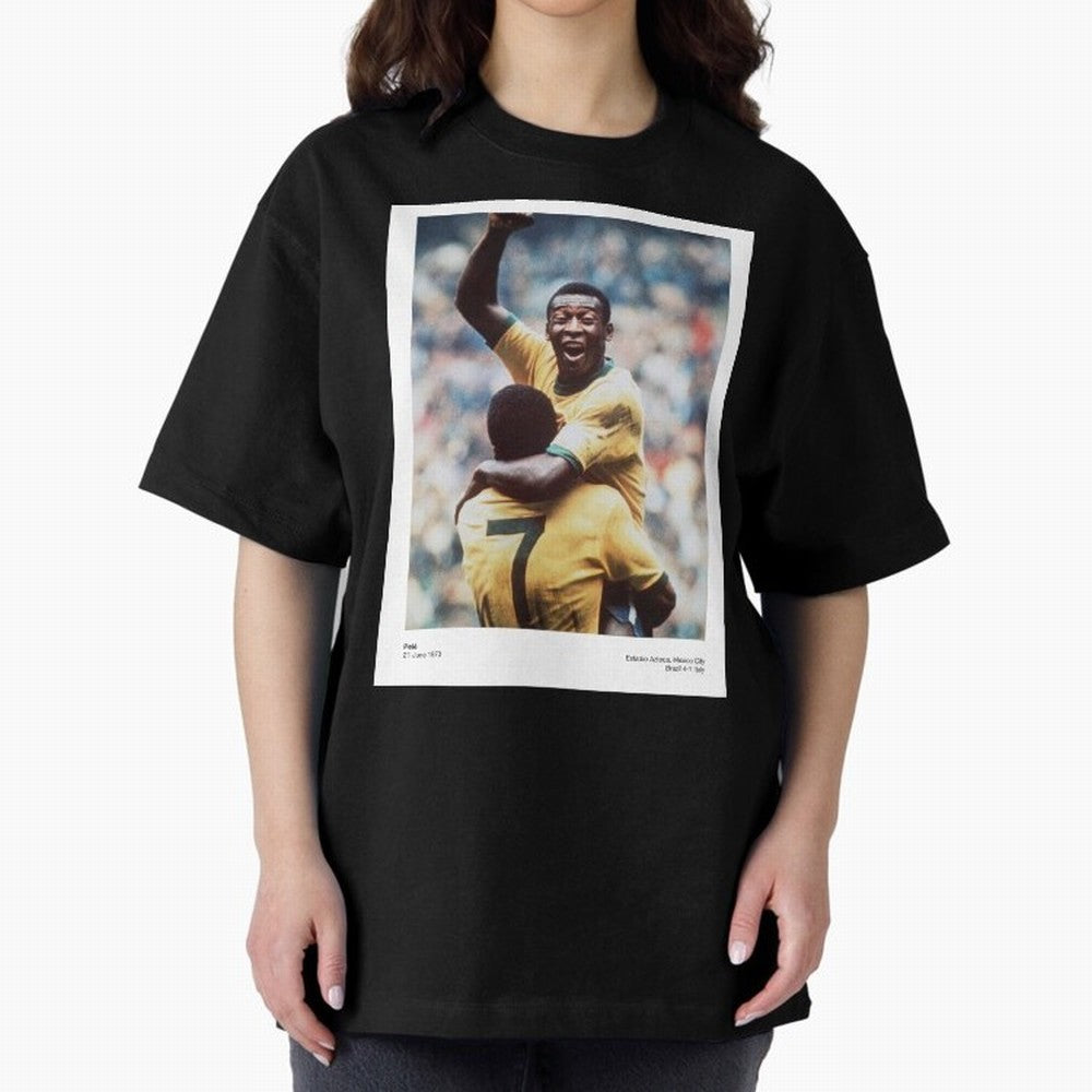 Pel¨¦'s Triumph: 1970 World Cup Legend Print Oversized T-Shirt Celebrate the Stars of the FIFA World Cup 2026 Group Stage Journey through Mbappe and Neymar Highlights, Argentina and Brazil Pride, Tournament Hype, Historic Matchups, Family Viewing