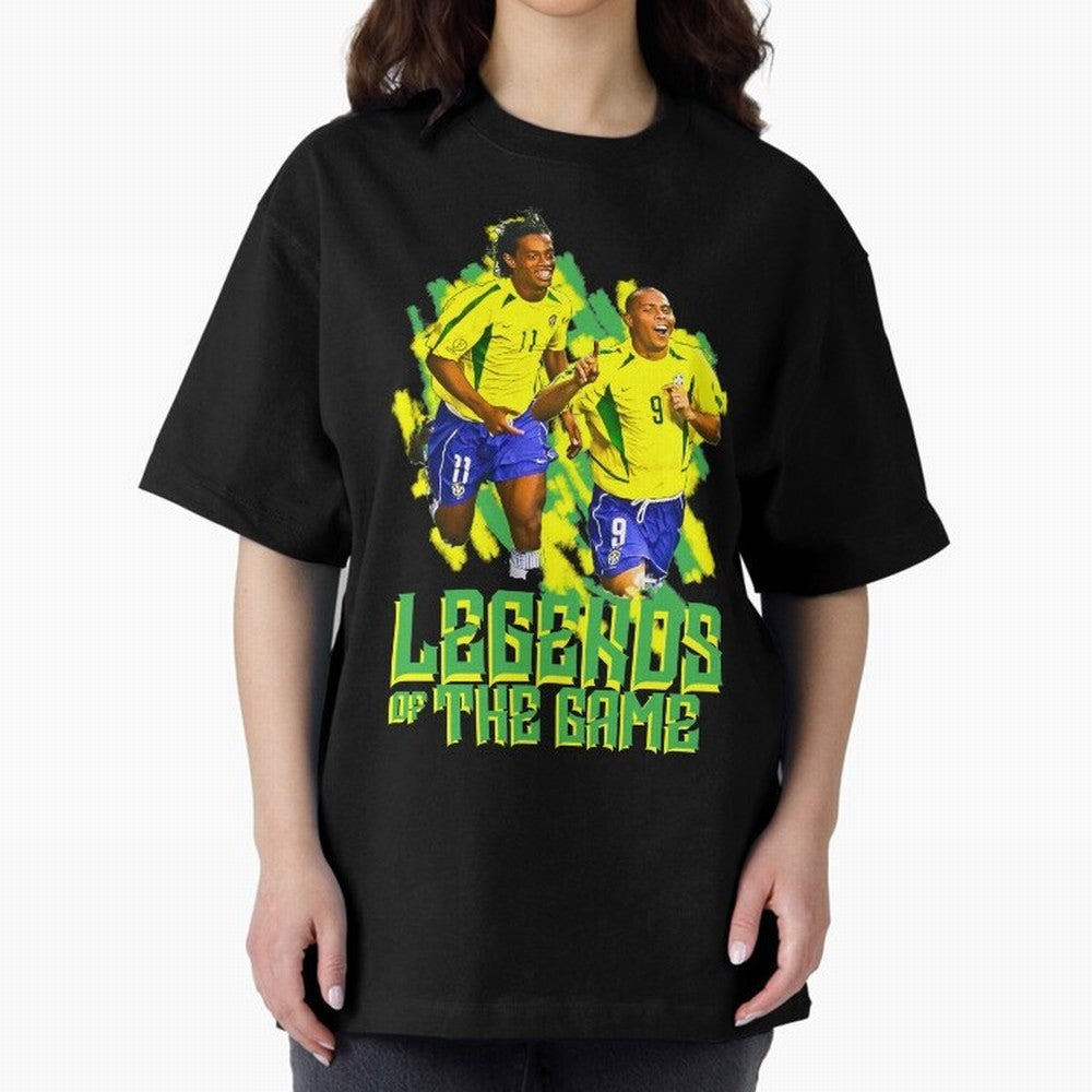 Ronaldinho and ronaldo brazil football print art Oversized T-Shirt Make the Season About Match Day Hype around FIFA World Cup 2026 USA Canada Mexico, Haaland and Mbappe, England, Retro Football Energy, Iconic Rivalries, Trophy Chase Drama and