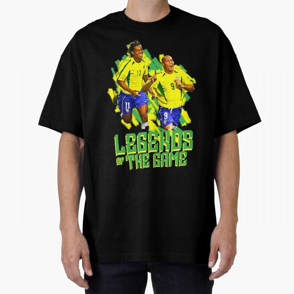 Ronaldinho and ronaldo brazil football print art Oversized T-Shirt Make the Season About Match Day Hype around FIFA World Cup 2026 USA Canada Mexico, Haaland and Mbappe, England, Retro Football Energy, Iconic Rivalries, Trophy Chase Drama and