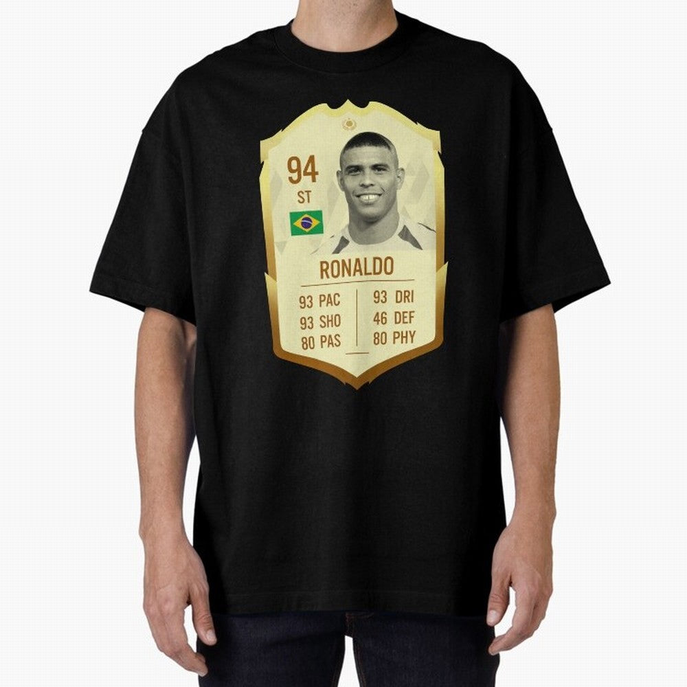 Ronaldo Ultimate Card Oversized T-Shirt Honor the Football Icons of Global Football Passion for FIFA World Cup 2026 Group Stage, with Messi, Brazil, Portugal and Argentina, Vintage Soccer Flavor, Modern Football Stars, National Flags and Final