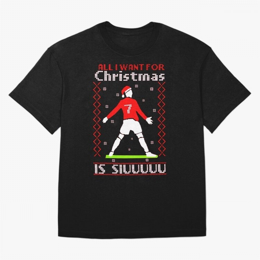 All I Want for Christmas Is Siu Ronaldo Oversized T-Shirt Follow the Road to FIFA World Cup 2026 Spirit, Capturing Argentina and Brazil, Messi, Stadium Chants, National Pride, Trophy Dreams and Unforgettable Football Memories; Great for Watch
