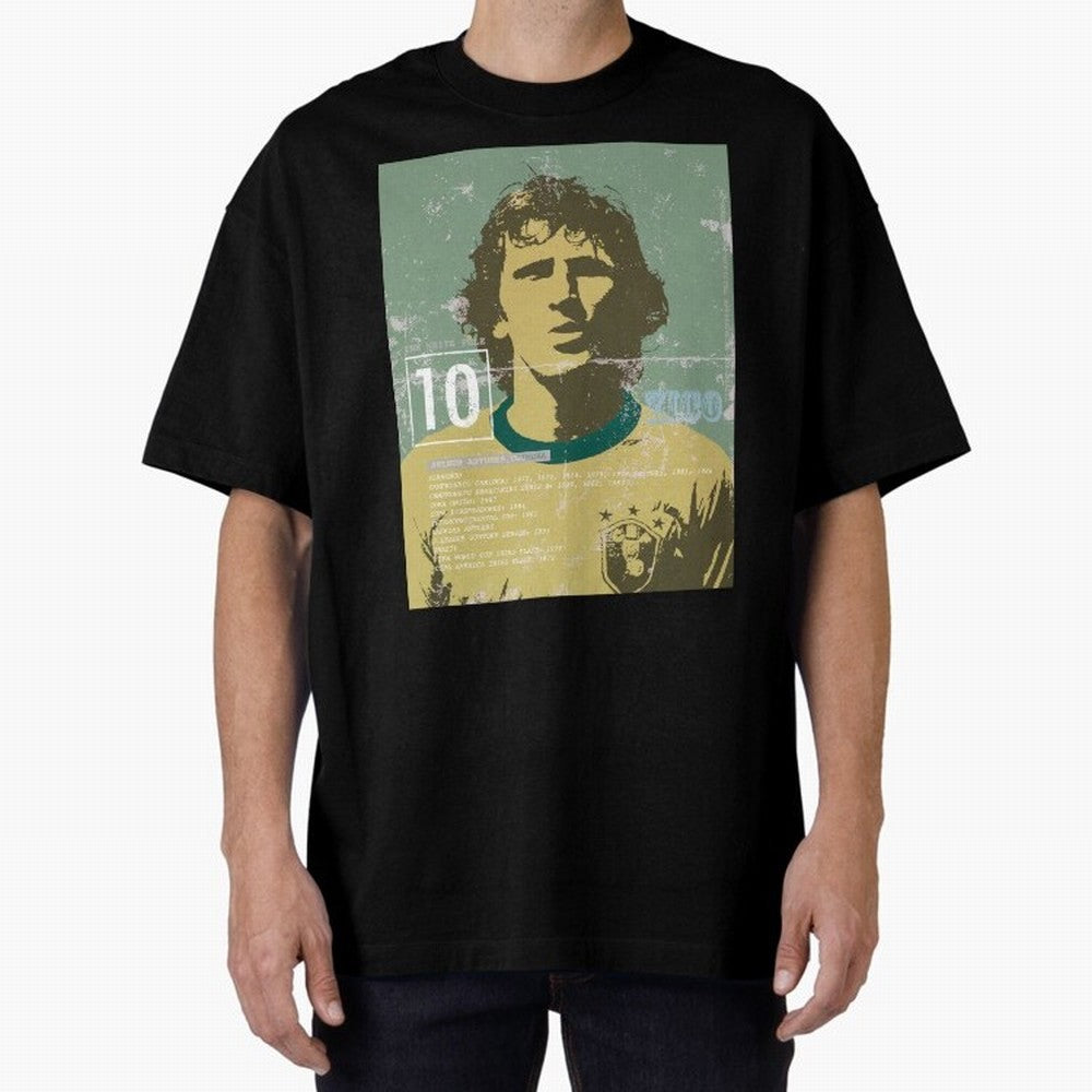 Zico Oversized T-Shirt Celebrate Classic Football Spirit in the FIFA World Cup 2026 USA Canada Mexico Journey through Neymar Highlights, Spain Pride, Champion Mindset, Group Stage Buzz, Knockout Tension and Passionate Fan Culture; Ideal for Fans