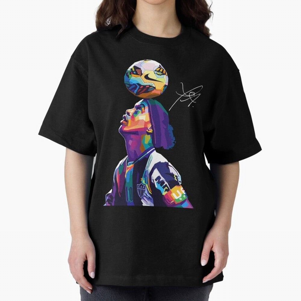 Ronaldinho Wpap Pop Art Oversized T-Shirt Show Your Tournament Heart for FIFA World Cup 2026 Group Stage for Fans of Mbappe and Neymar and Portugal, Spain and Germany, Bringing Fan Favorite Moments, National Team Passion, Big Match Drama and Soccer