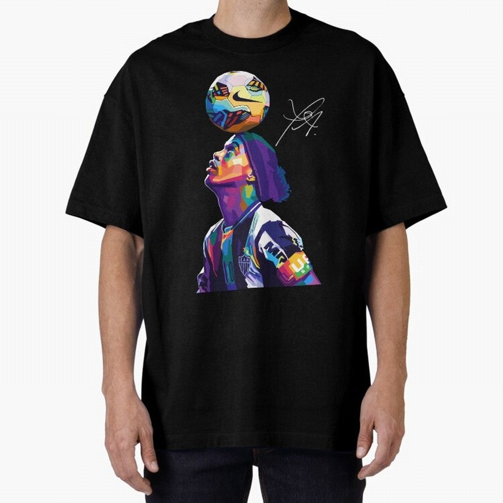 Ronaldinho Wpap Pop Art Oversized T-Shirt Show Your Tournament Heart for FIFA World Cup 2026 Group Stage for Fans of Mbappe and Neymar and Portugal, Spain and Germany, Bringing Fan Favorite Moments, National Team Passion, Big Match Drama and Soccer