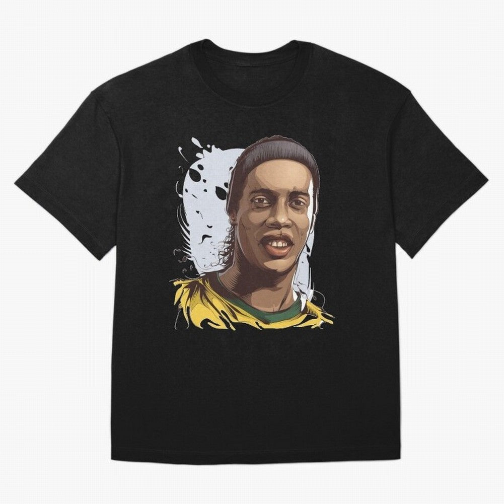 Illustration Ronaldinho Art Oversized T-Shirt Celebrate Supporters United by FIFA World Cup 2026 USA Canada Mexico Spirit, Filled with England, France and Netherlands, Cristiano Ronaldo, Worldwide Fan Energy, Dramatic Goals, Stadium Lights and