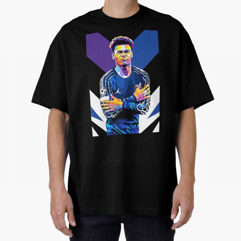 Desire Doue in WPAP Style Oversized T-Shirt Keep the Legacy of Match Day Hype around FIFA World Cup 2026 Group Stage, Cristiano Ronaldo, France, Retro Football Energy, Iconic Rivalries, Trophy Chase Drama and Stadium Atmosphere; Perfect for People