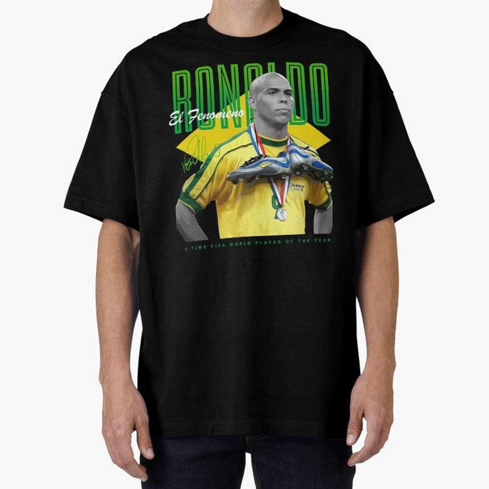 Ronaldo 3 Time Fifa World Player Of The Year Oversized T-Shirt Relive Match Day Hype around FIFA World Cup 2026, Cristiano Ronaldo, Argentina, France and Brazil, Stadium Memories, Football Loyalty, International Chants and Championship Tradition;