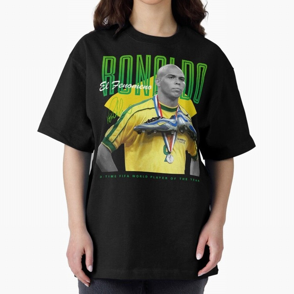 Ronaldo 3 Time Fifa World Player Of The Year Oversized T-Shirt Relive Match Day Hype around FIFA World Cup 2026, Cristiano Ronaldo, Argentina, France and Brazil, Stadium Memories, Football Loyalty, International Chants and Championship Tradition;