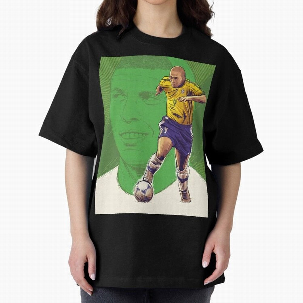 Wallpaper Ronaldo Nazario Oversized T-Shirt Represent the Passion of FIFA World Cup 2026 USA Canada Mexico Centered on Cristiano Ronaldo, Netherlands Energy, Retro Football Energy, Iconic Rivalries, Trophy Chase Drama and Stadium Atmosphere;
