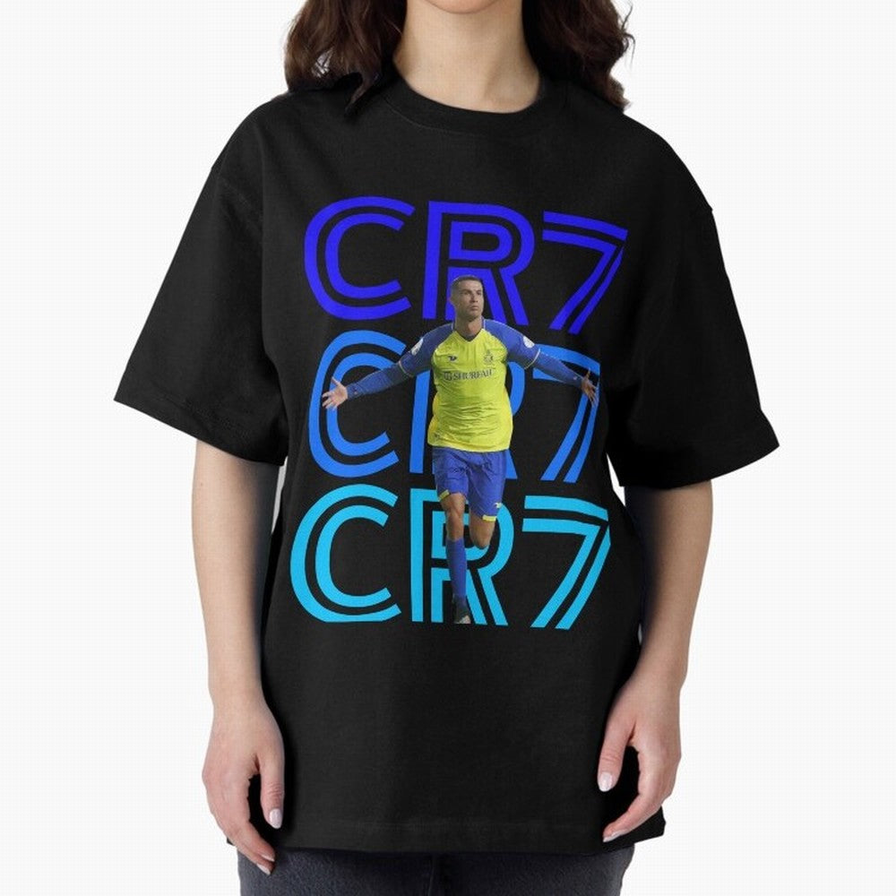 Christiano Ronaldo CR7 Oversized T-Shirt Show Match Day Excitement for FIFA World Cup 2026 for Fans of Mbappe and Neymar and Spain, Bringing Soccer Culture, Superstar Moments, National Team Dreams and Competitive Fire; Great for Supporters Who Love
