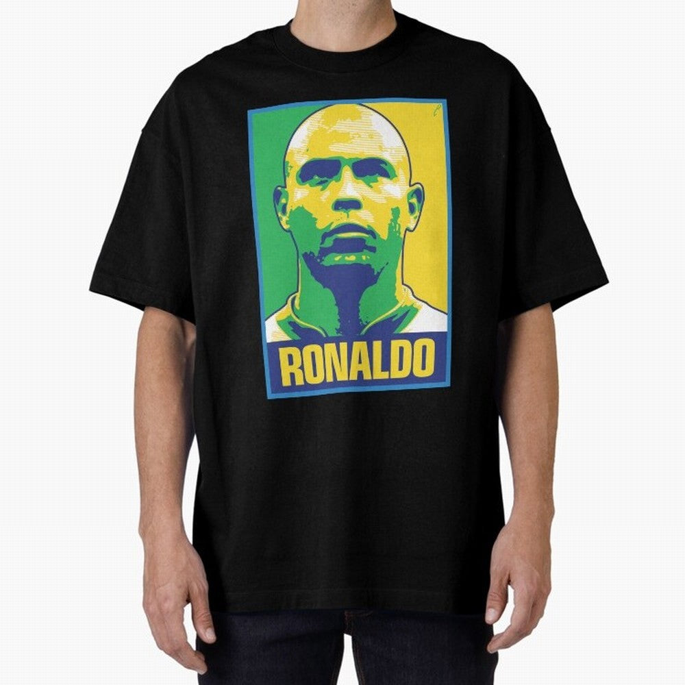 Ronaldo - BRAZIL Oversized T-Shirt Stand with FIFA World Cup 2026 Spirit, Capturing England, France and Netherlands, Messi, CR7 and Mbappe, Match Day Excitement, Supporter Culture, Golden Goals and Global Football Passion; Ideal for Football Dads,