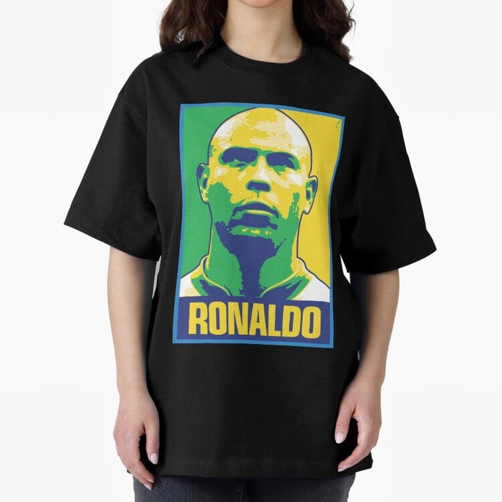 Ronaldo - BRAZIL Oversized T-Shirt Stand with FIFA World Cup 2026 Spirit, Capturing England, France and Netherlands, Messi, CR7 and Mbappe, Match Day Excitement, Supporter Culture, Golden Goals and Global Football Passion; Ideal for Football Dads,