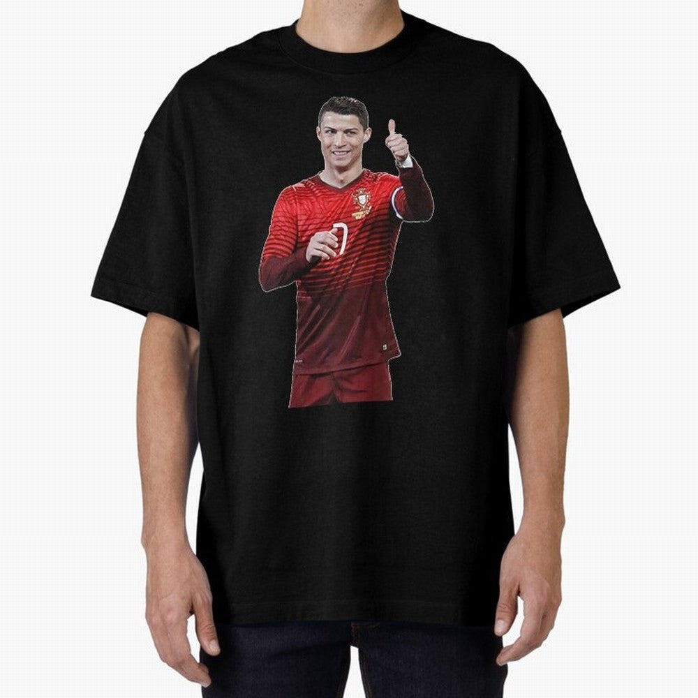 Ronaldo Thumbs Up Oversized T-Shirt Bring Global Tournament Vibes to Global Football Passion for FIFA World Cup 2026 USA Canada Mexico, Connected to Messi and Cristiano Ronaldo, Brazil, Goal Celebration Energy, Supporter Heritage, Football Icons