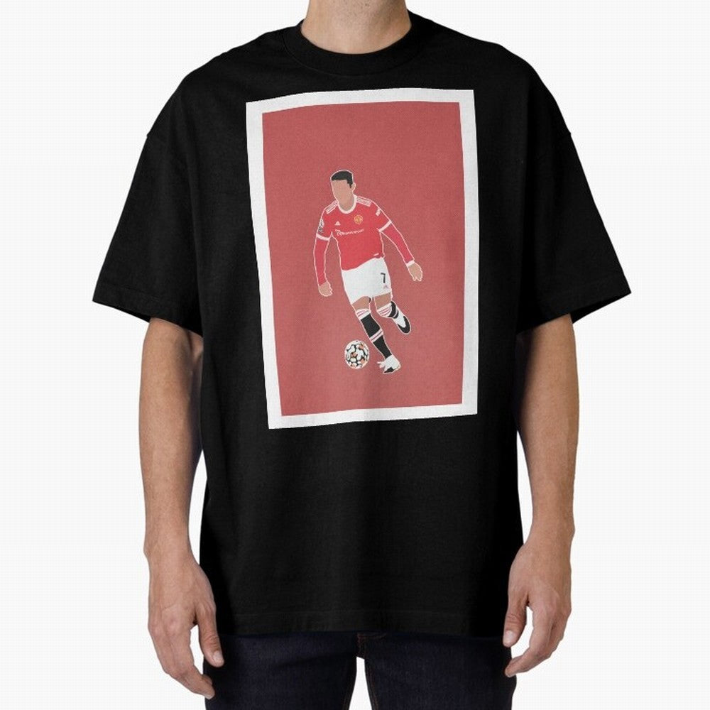 Cristiano Ronaldo 2 Oversized T-Shirt Back Your Heroes with FIFA World Cup 2026 Spirit, Capturing France, Haaland, Match Day Excitement, Supporter Culture, Golden Goals and Global Football Passion; Great for Watch Parties, Sports Bars, Family