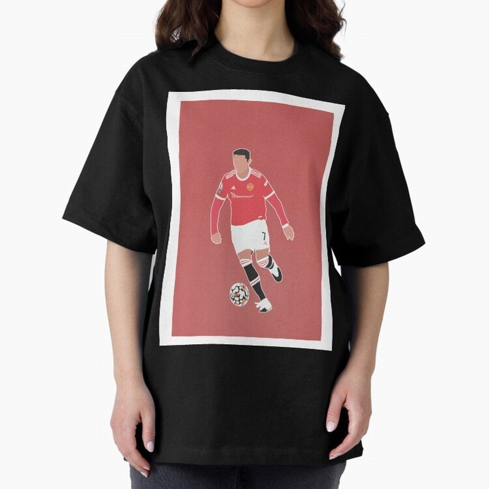Cristiano Ronaldo 2 Oversized T-Shirt Back Your Heroes with FIFA World Cup 2026 Spirit, Capturing France, Haaland, Match Day Excitement, Supporter Culture, Golden Goals and Global Football Passion; Great for Watch Parties, Sports Bars, Family