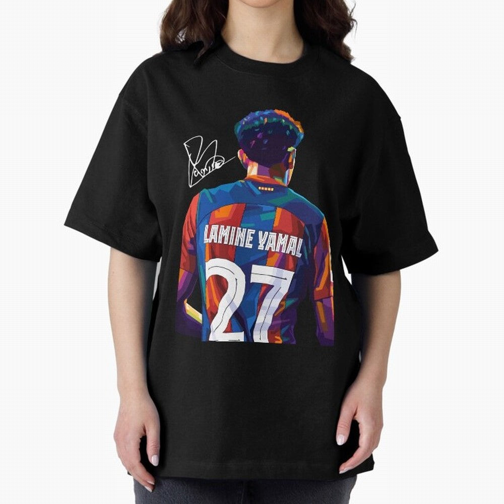 Lamine Yamal Football Player Wpap Art Oversized T-Shirt Show Your Love for Global Football Passion for FIFA World Cup 2026, Built around CR7 and Messi, Portugal, Sports Nostalgia, International Competition, Famous Players and Unforgettable