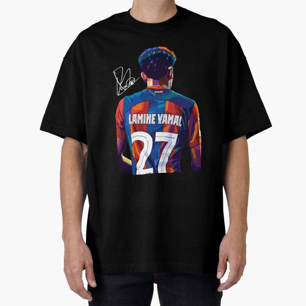 Lamine Yamal Football Player Wpap Art Oversized T-Shirt Show Your Love for Global Football Passion for FIFA World Cup 2026, Built around CR7 and Messi, Portugal, Sports Nostalgia, International Competition, Famous Players and Unforgettable