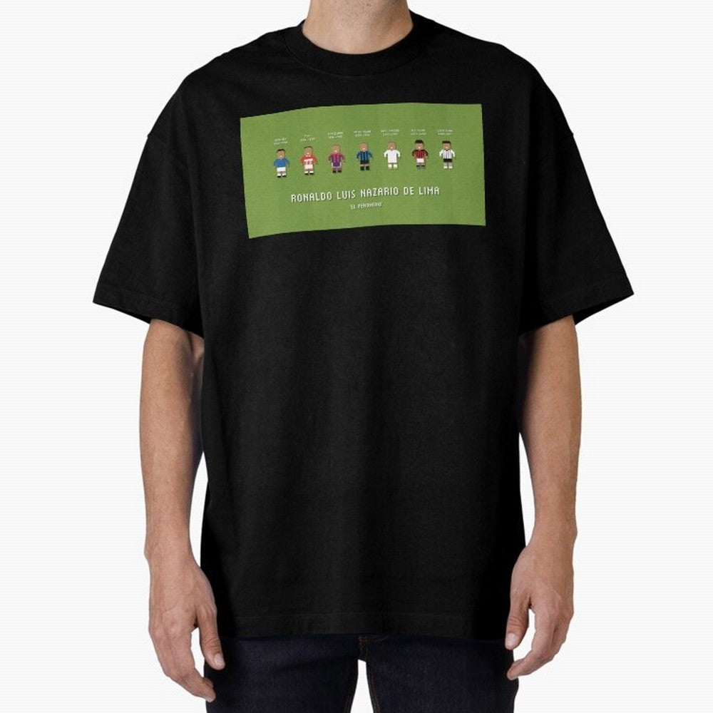 Ronaldo R9 Clubs Oversized T-Shirt Show Fan Pride Across Match Day Hype around FIFA World Cup 2026, Mbappe and Neymar, Germany, Retro Football Energy, Iconic Rivalries, Trophy Chase Drama and Stadium Atmosphere; Built for Supporters Chasing Trophy