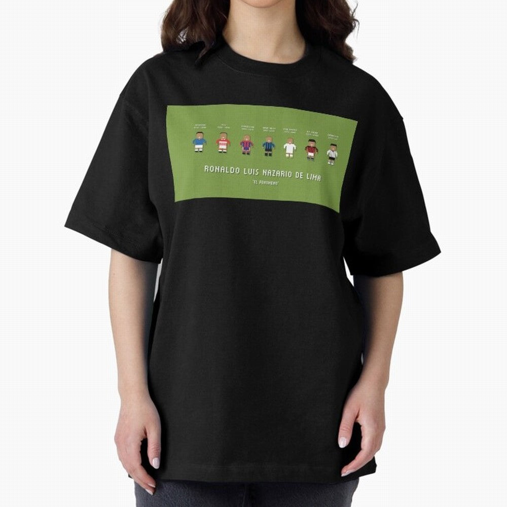 Ronaldo R9 Clubs Oversized T-Shirt Show Fan Pride Across Match Day Hype around FIFA World Cup 2026, Mbappe and Neymar, Germany, Retro Football Energy, Iconic Rivalries, Trophy Chase Drama and Stadium Atmosphere; Built for Supporters Chasing Trophy