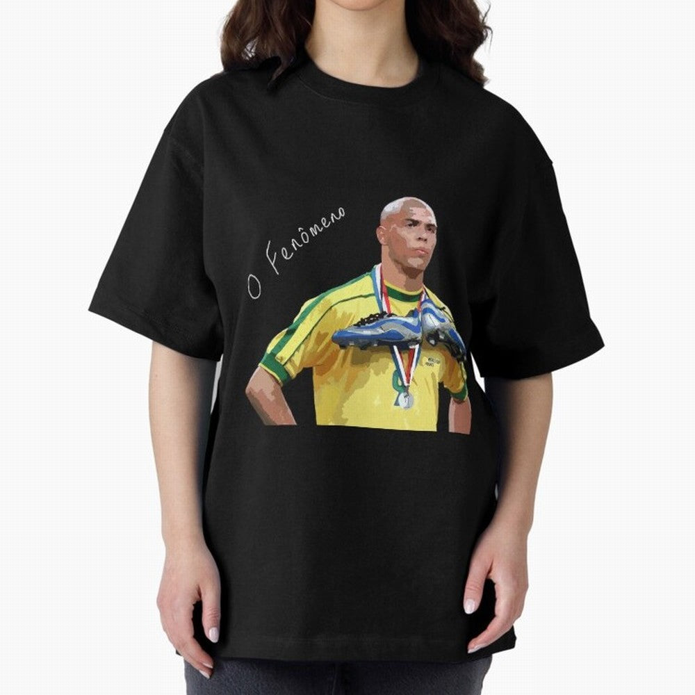 Ronaldo Il Fenomeno Oversized T-Shirt Stand with FIFA World Cup 2026 USA Canada Mexico for Fans of Messi, Neymar and Mbappe and Portugal, Spain and Germany, Bringing Worldwide Fan Energy, Dramatic Goals, Stadium Lights and Championship