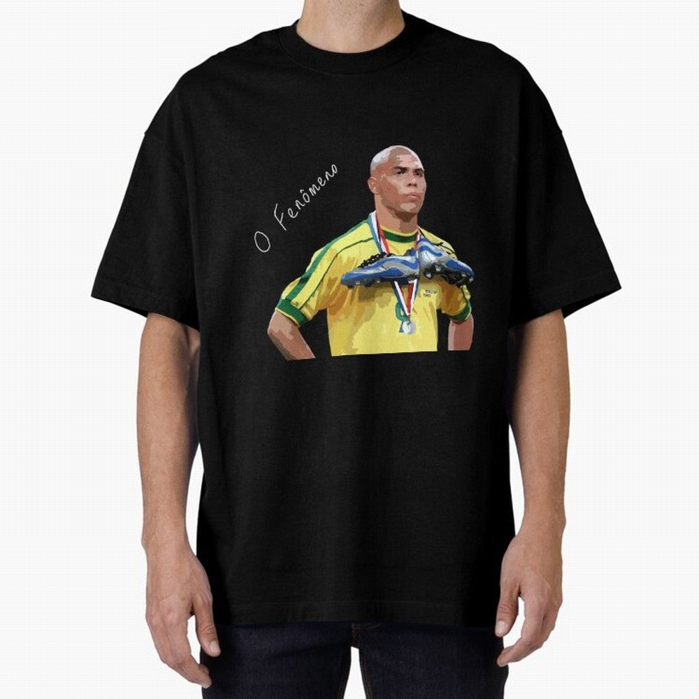 Ronaldo Il Fenomeno Oversized T-Shirt Stand with FIFA World Cup 2026 USA Canada Mexico for Fans of Messi, Neymar and Mbappe and Portugal, Spain and Germany, Bringing Worldwide Fan Energy, Dramatic Goals, Stadium Lights and Championship