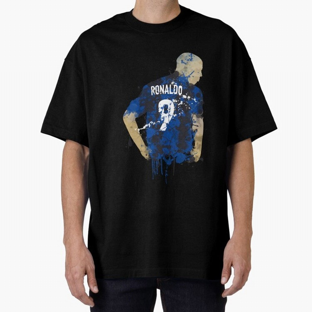 Ronaldo Number 9 Art Oversized T-Shirt Show Match Day Excitement for the FIFA World Cup 2026 Group Stage Journey through Messi, Neymar and Mbappe Highlights, Spain and Netherlands Pride, Fan Favorite Moments, National Team Passion, Big Match Drama