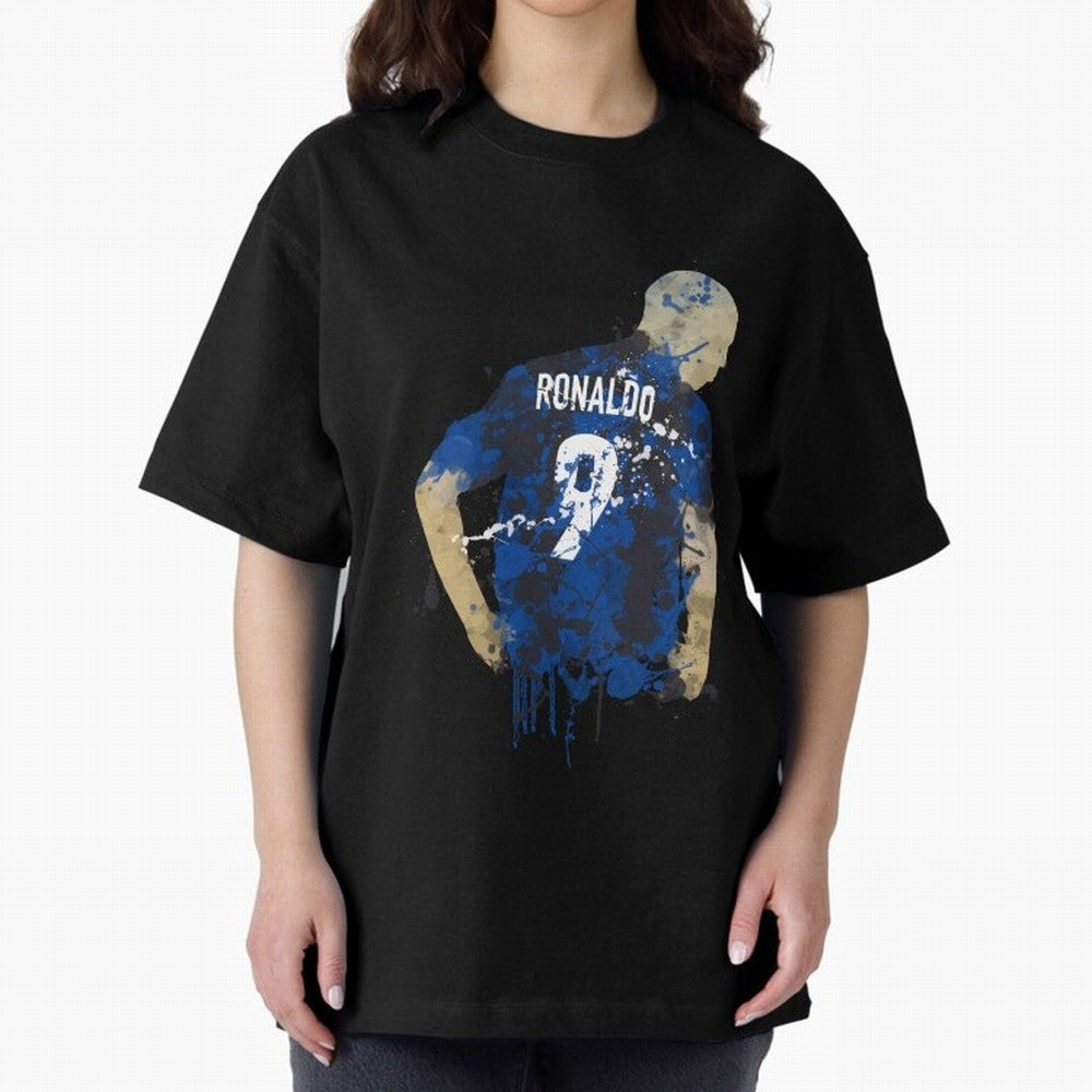 Ronaldo Number 9 Art Oversized T-Shirt Show Match Day Excitement for the FIFA World Cup 2026 Group Stage Journey through Messi, Neymar and Mbappe Highlights, Spain and Netherlands Pride, Fan Favorite Moments, National Team Passion, Big Match Drama