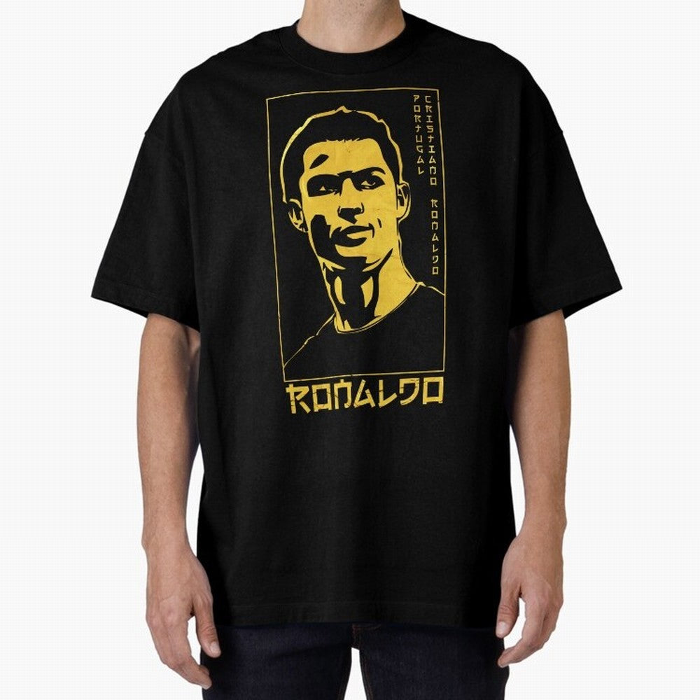 Ronaldo Golden Style Portrait art illustration Oversized T-Shirt Discover FIFA World Cup 2026 USA Canada Mexico Spirit, Featuring England, France and Netherlands, Haaland and Mbappe, Classic Soccer Heritage, Championship Pressure, Fan Loyalty and