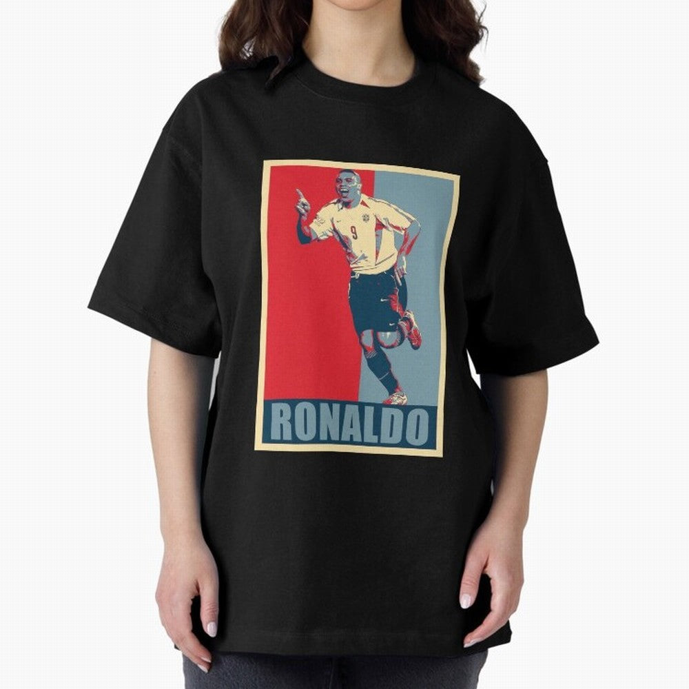 Ronaldo De Lima Celebration Oversized T-Shirt Bring a Vintage Feel to FIFA World Cup 2026 for Fans of Neymar, Haaland and Cristiano Ronaldo and Spain, Bringing Stadium Chants, National Pride, Trophy Dreams and Unforgettable Football Memories;