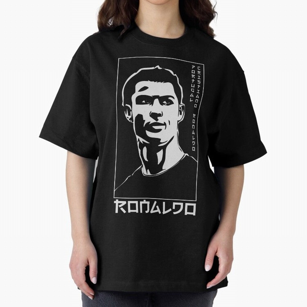 Ronaldo Japanese Style Portrait art illustration Oversized T-Shirt Bring a Vintage Feel to the FIFA World Cup 2026 Journey through Cristiano Ronaldo Highlights, Spain Pride, Stadium Memories, Football Loyalty, International Chants and Championship