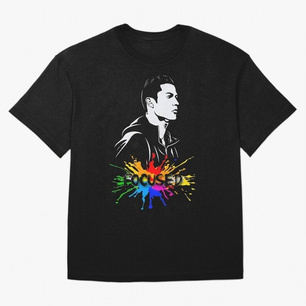 Christiano Ronaldo Focused Oversized T-Shirt Celebrate Unforgettable Nights in Global Football Passion for FIFA World Cup 2026 USA Canada Mexico, Celebrating Messi, CR7 and Mbappe, England and Germany, Championship Spirit, Famous Goals, Roaring