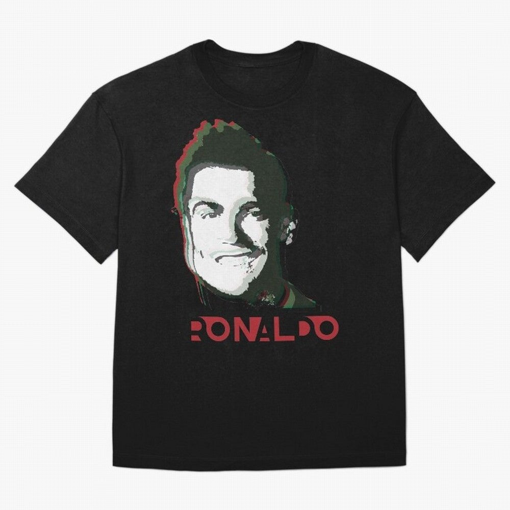 Portugal Football Captain Cristiano Ronaldo 3D Anaglyph Portrait Oversized T-Shirt Support the Legends of the FIFA World Cup 2026 USA Canada Mexico Journey through Cristiano Ronaldo, Haaland and CR7 Highlights, Argentina and Brazil Pride, Fan