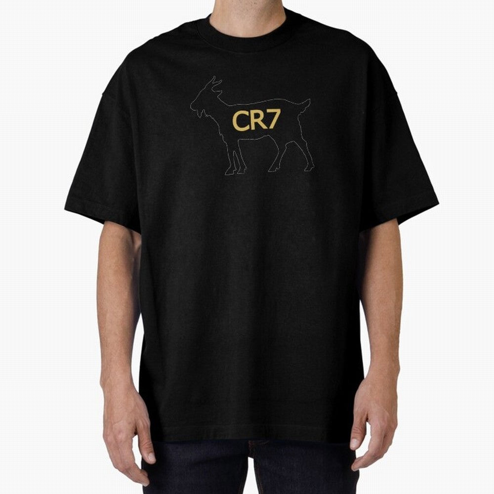 CR7 GOAT Alt Gold Oversized T-Shirt Treasure Match Day Hype around FIFA World Cup 2026, Haaland, England, France and Netherlands, Match Day Excitement, Supporter Culture, Golden Goals and Global Football Passion; Ideal for Passionate Fans Who Love