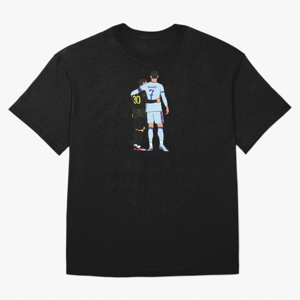 Messi and Ronaldo Reunion Illustration Oversized T-Shirt Showcase FIFA World Cup 2026 Group Stage Spirit, with Argentina, CR7 and Messi, Stadium Chants, National Pride, Trophy Dreams and Unforgettable Football Memories; Perfect for Supporters Who