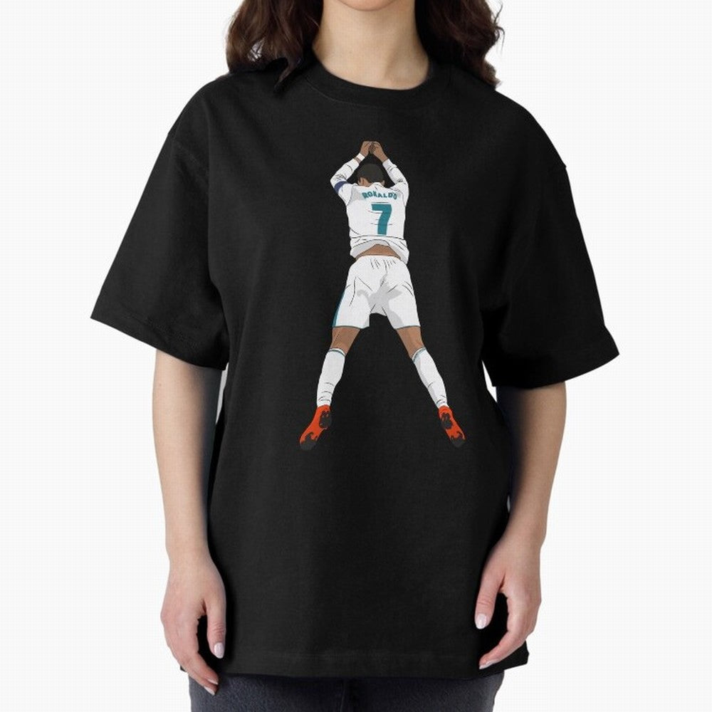 Cristiano Ronaldo Iconic Celebration Oversized T-Shirt Step into the FIFA World Cup 2026 USA Canada Mexico Journey through Cristiano Ronaldo Highlights, Portugal Pride, Football Passion, Legendary Performances, Festival Vibes and Supporter