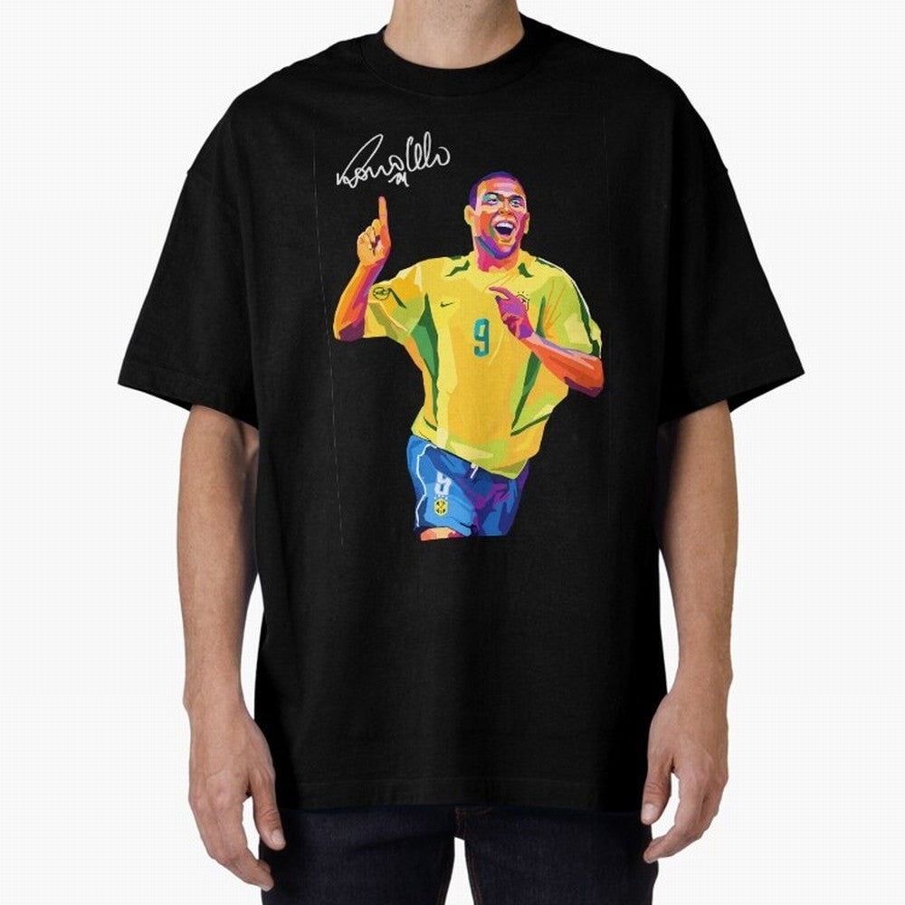 Ronaldo Nazario Pop Art Oversized T-Shirt Cheer through Every Moment of Global Football Passion for FIFA World Cup 2026, Driven by Mbappe, Brazil, Portugal and Argentina, Goal Celebration Energy, Supporter Heritage, Football Icons and Worldwide