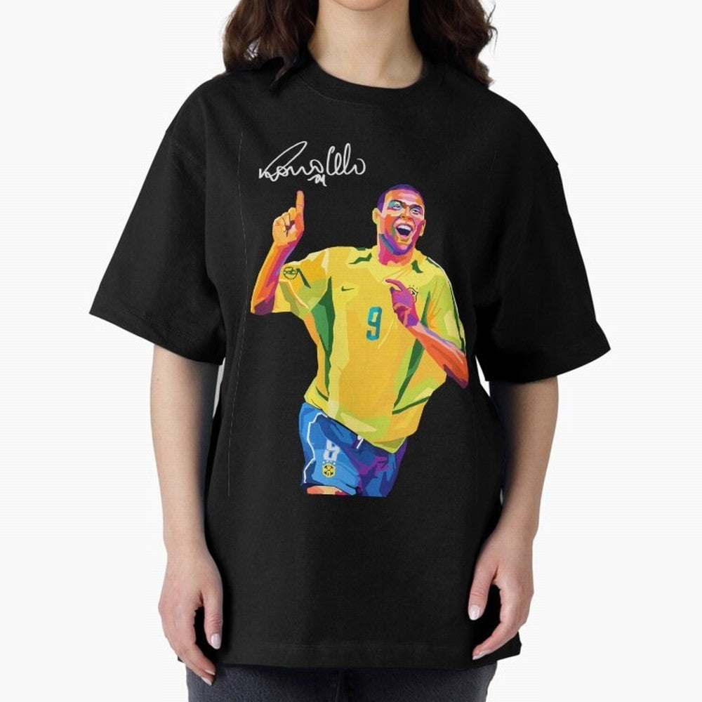 Ronaldo Nazario Pop Art Oversized T-Shirt Cheer through Every Moment of Global Football Passion for FIFA World Cup 2026, Driven by Mbappe, Brazil, Portugal and Argentina, Goal Celebration Energy, Supporter Heritage, Football Icons and Worldwide