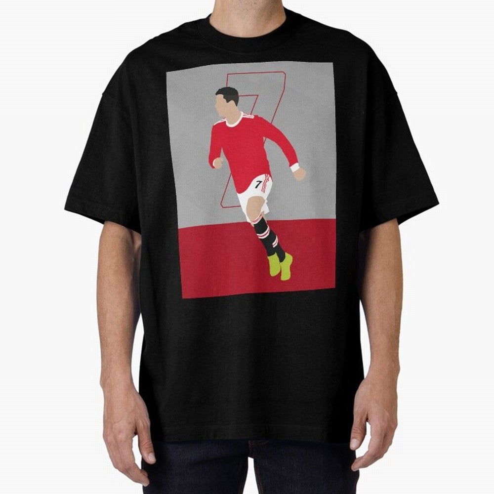 Cristiano Ronaldo 2021/22 Illustration Oversized T-Shirt Celebrate the Magic of FIFA World Cup 2026 Spirit, Capturing Argentina, Messi and Cristiano Ronaldo, Retro Football Energy, Iconic Rivalries, Trophy Chase Drama and Stadium Atmosphere;