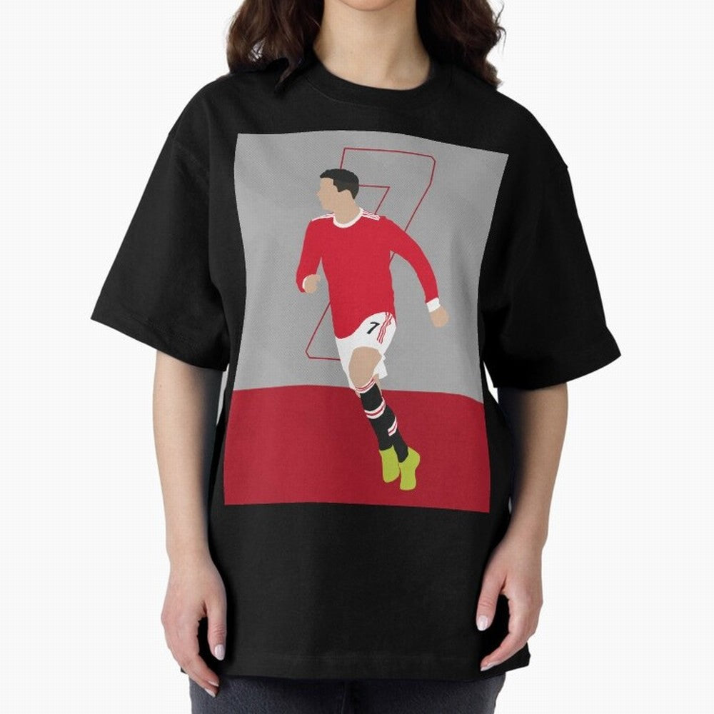 Cristiano Ronaldo 2021/22 Illustration Oversized T-Shirt Celebrate the Magic of FIFA World Cup 2026 Spirit, Capturing Argentina, Messi and Cristiano Ronaldo, Retro Football Energy, Iconic Rivalries, Trophy Chase Drama and Stadium Atmosphere;