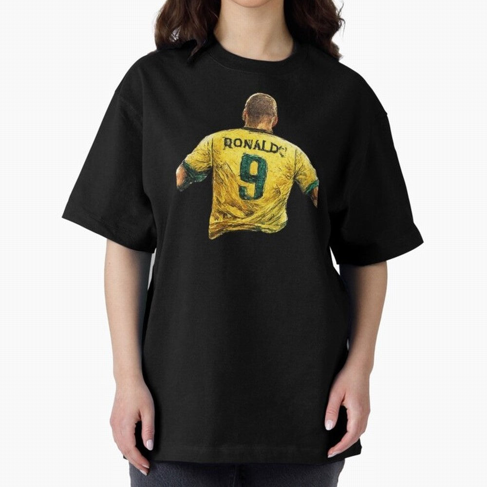 Brazilian Football Legend No.9 Vintage Streetwear Design Oversized T-Shirt Carry the Colors and Pride of FIFA World Cup 2026 Group Stage Spirit, Driven by Portugal, Spain and Germany, Mbappe, Football Festival Excitement, Trophy Ambitions, Country