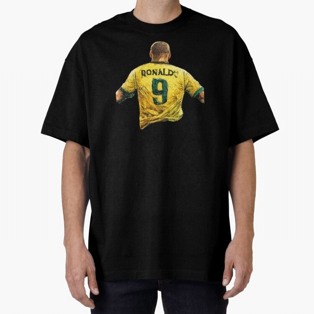 Brazilian Football Legend No.9 Vintage Streetwear Design Oversized T-Shirt Carry the Colors and Pride of FIFA World Cup 2026 Group Stage Spirit, Driven by Portugal, Spain and Germany, Mbappe, Football Festival Excitement, Trophy Ambitions, Country