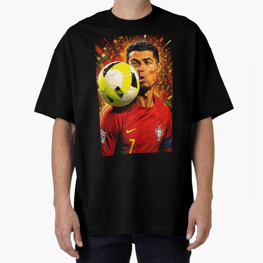 Legendary shot Oversized T-Shirt Show Championship Spirit for Global Football Passion for FIFA World Cup 2026 USA Canada Mexico, with CR7 and Messi, England, France and Netherlands, Game Day Rituals, Football Legends, Country Pride and the Road to