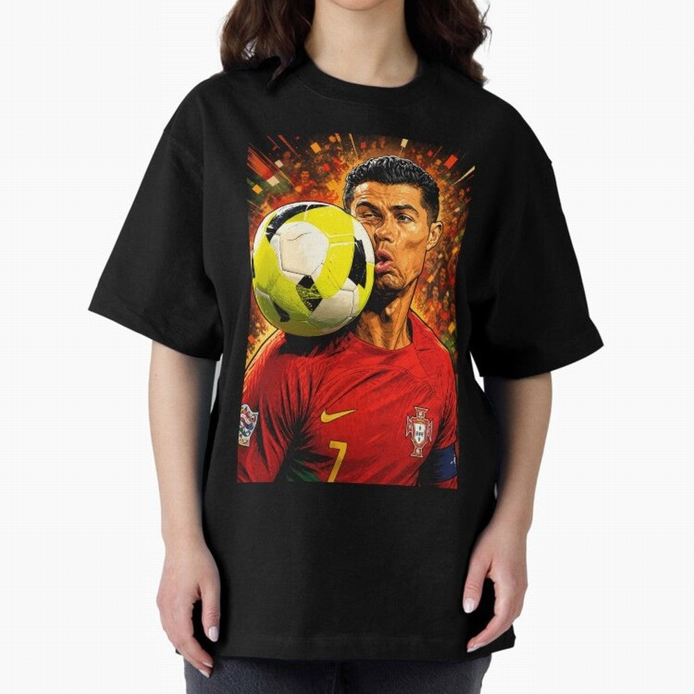 Legendary shot Oversized T-Shirt Show Championship Spirit for Global Football Passion for FIFA World Cup 2026 USA Canada Mexico, with CR7 and Messi, England, France and Netherlands, Game Day Rituals, Football Legends, Country Pride and the Road to