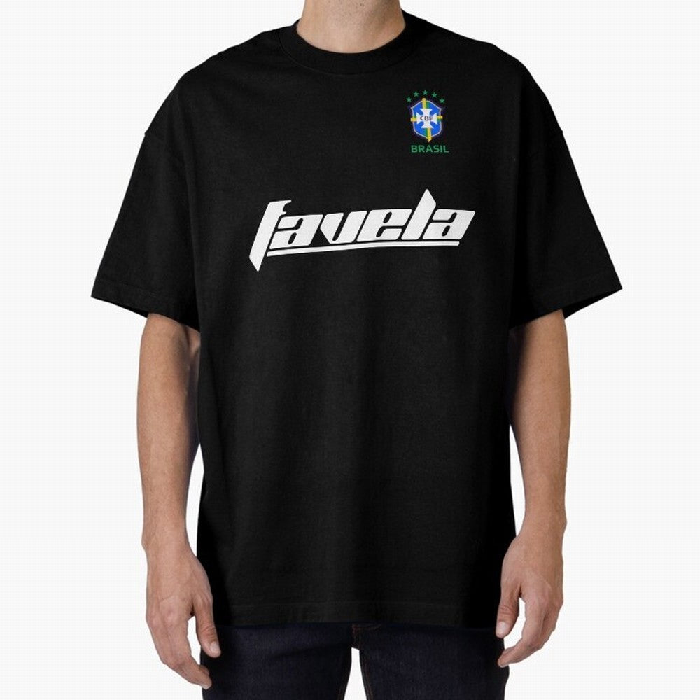 Brasil CBF WorldCup Favela Oversized T-Shirt Share FIFA World Cup 2026 Group Stage for Fans of CR7 and Messi and Germany, Bringing Soccer Culture, Superstar Moments, National Team Dreams and Competitive Fire; Great for Watch Parties, Sports Bars,